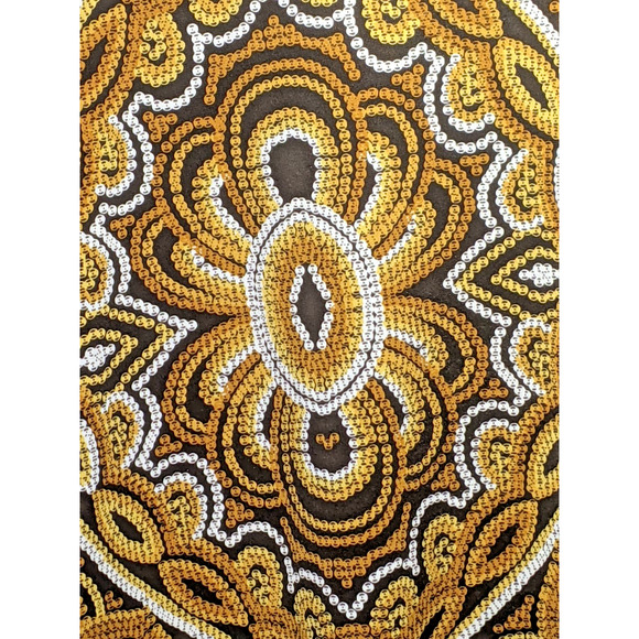 Chicos 2 Bell Sleeve Browns Golds Autumn Polyester Blend Stretch - Picture 7 of 8